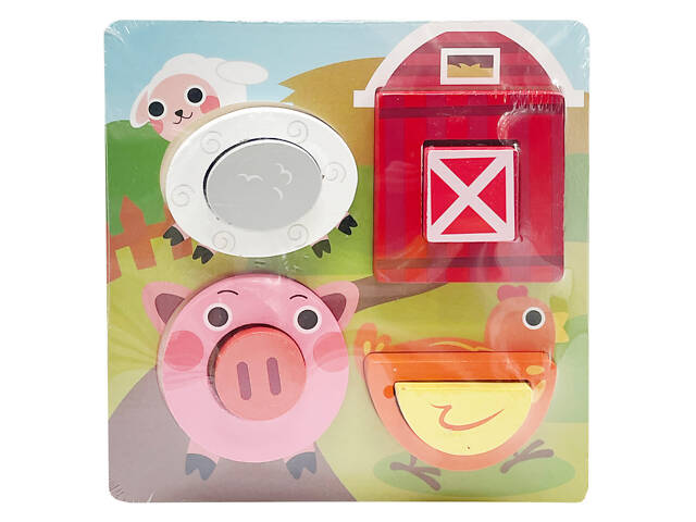 Детский деревянный пазл-вкладыш 3D 'Деревенские Животные' C15057-4