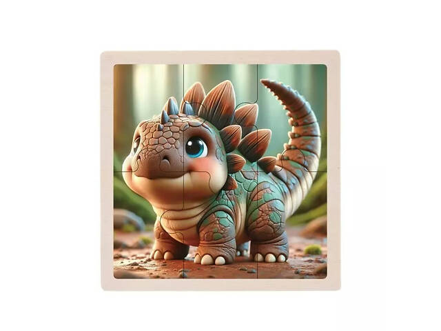 Детский деревянный пазл-вкладыш 'Анкилозавр' MD 1509-7, 6 элементов 9,8 х 9,8 х 0,4 см