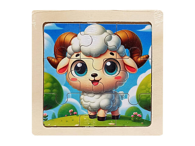 Детский деревянный пазл-вкладыш 'Барашек' MD 1506-8, 9 элементов 9,8 х 9,8 х 0,4 см
