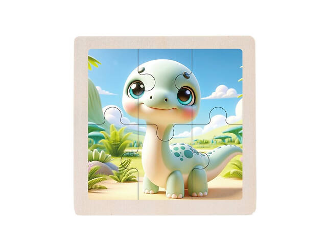 Детский деревянный пазл-вкладыш 'Брахиозавр' MD 1509-29, 6 элементов 9,8 х 9,8 х 0,4 см