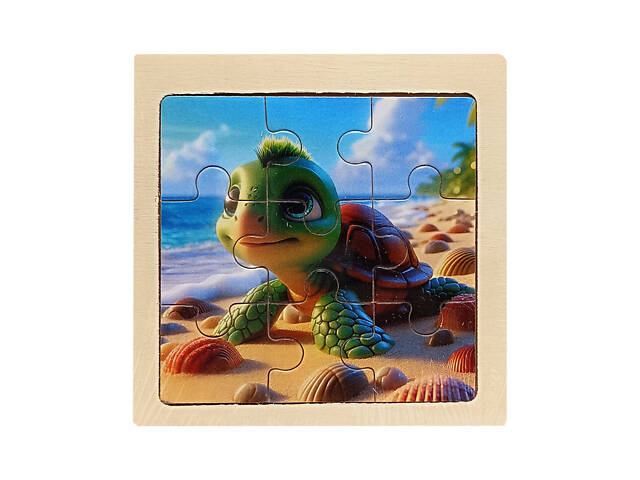 Детский деревянный пазл-вкладыш 'Черепашка' MD 1506-5, 9 элементов 9,8 х 9,8 х 0,4 см