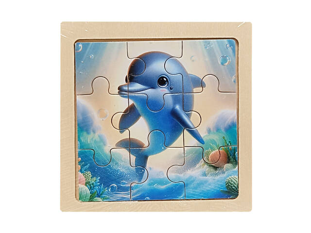 Детский деревянный пазл-вкладыш 'Дельфин' MD 1506-14, 9 элементов 9,8 х 9,8 х 0,4 см