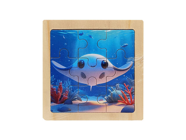 Детский деревянный пазл-вкладыш 'Морской скат' MD 1506-11, 9 элементов9,8 х 9,8 х 0,4 см