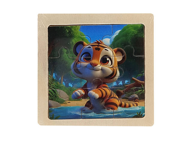 Детский деревянный пазл-вкладыш 'Тигренок' MD 1506-16, 9 элементов 9,8 х 9,8 х 0,4 см