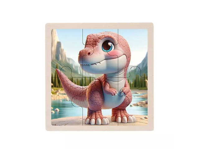 Детский деревянный пазл-вкладыш 'Тиранозавр' MD 1509-5, 6 элементов 9,8 х 9,8 х 0,4 см