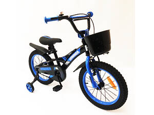 Детский двухколесный велосипед Hammer Smart H2021 20 дюймов с боковыми колесами, корзинкой. Цвет: синий