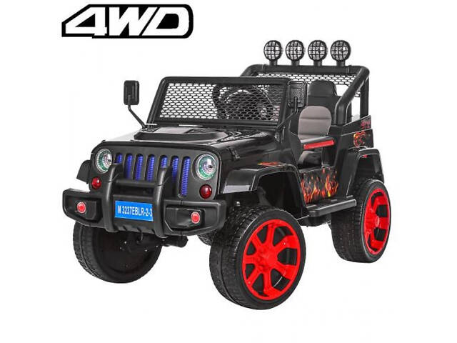 Дитячий електромобіль Джип з пультом керування M 3237EBLR-2-3 4WD чорно-червоний - Фото 2