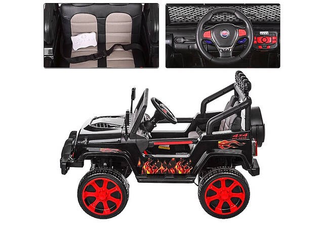 Дитячий електромобіль Джип з пультом керування M 3237EBLR-2-3 4WD чорно-червоний - Фото 6