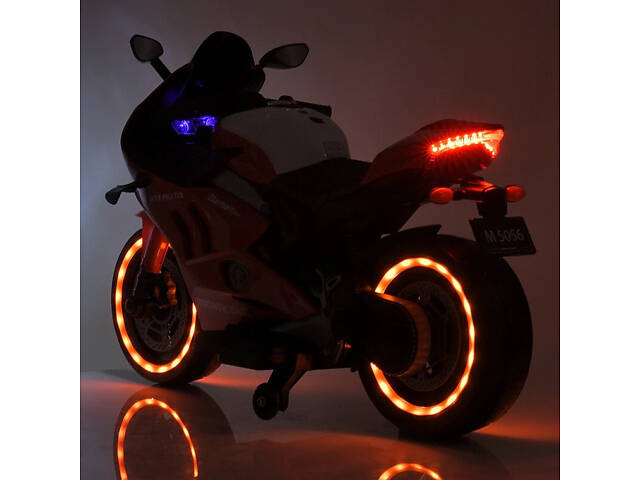 Дитячий електромотоцикл зелений M 5056EL-5 - Фото 3