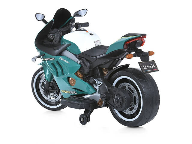 Дитячий електромотоцикл зелений M 5056EL-5 - Фото 8