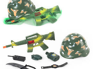 Дитячий ігровий набір Військового 8011 каска + 7 предметів