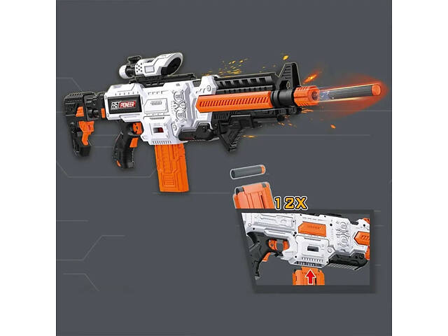 Дитячий іграшковий автомат Fast Pioneer BIG513 79 см (м'які кулі 36 шт), з прицілом, на батарейках - Фото 3