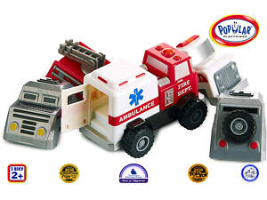 Конструктор для маленьких POPULAR Playthings Build-a-Truck Rescue рятувальні машинки (швидка, пожежна, поліція)
