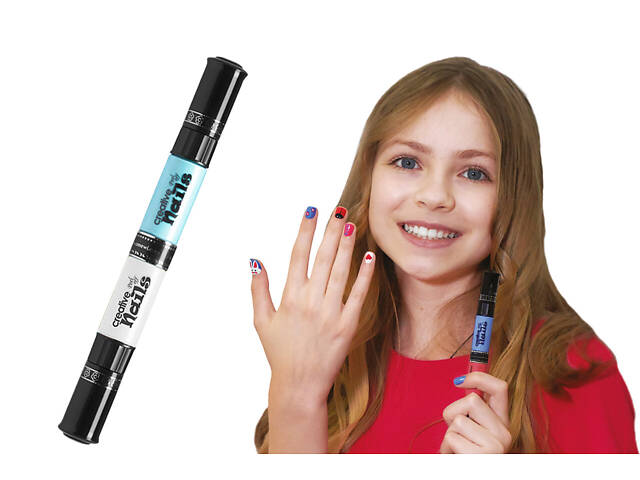 Детский лак-карандаш для ногтей Malinos Creative Nails на водной основе (2 цвета Белый + Голубой)