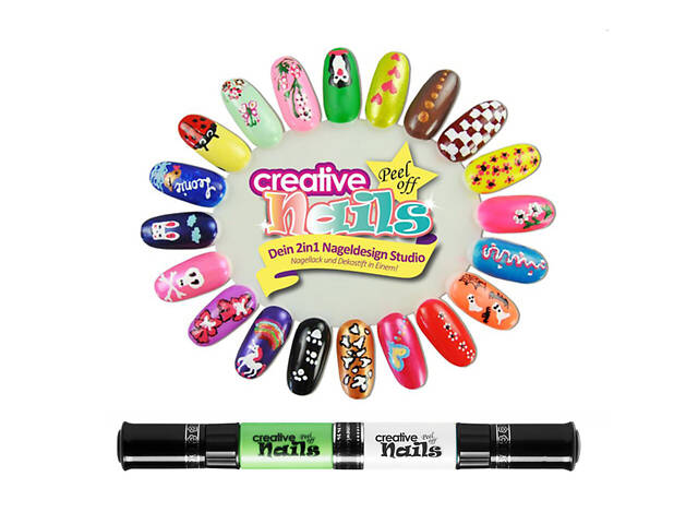 Детский лак-карандаш для ногтей Malinos Creative Nails на водной основе (2 цвета Морской волны + Белый)