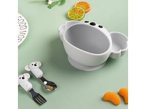 Детский набор посуды 18555 3 предмета серый