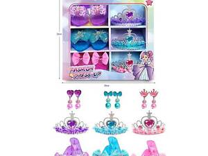 Дитячий набір прикрас (JY 3405) 3 пари туфельок, 3 корони, сережки