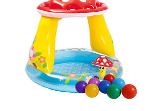 Детский надувной бассейн Intex 57114-1 Грибочек 102 х 89 см с шариками 10 шт