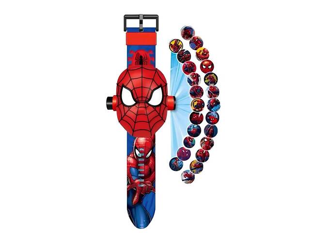 Дитячий наручний годинник з проєктором Спайдермен, 24 види зображення. Проєкційний дитячий годинник Спайдермен. Наручний годинник. - Фото 1