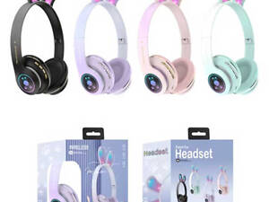 Дитячі навушники (C 64085) bluetooth, світло, карта пам’яті, слот для AUX-кабелю, мікрофон