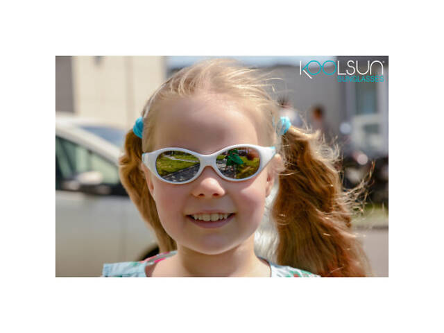 Дитячі сонцезахисні окуляри Koolsun Flex біло-бірюзові 3+ (KS-FLWA003) - Фото 2