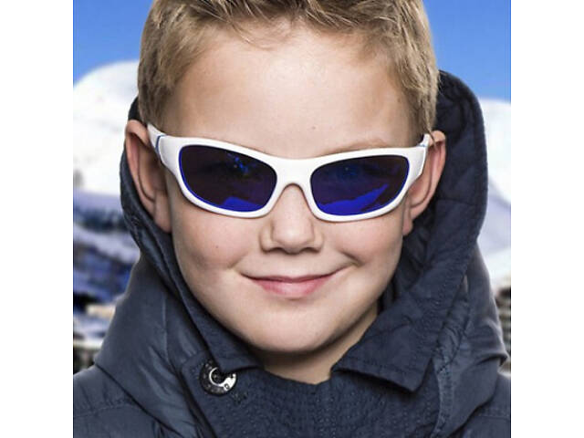 Дитячі сонцезахисні окуляри Koolsun Sport біло-блакитні 6-12 років (KS-SPWHSH006) - Фото 4