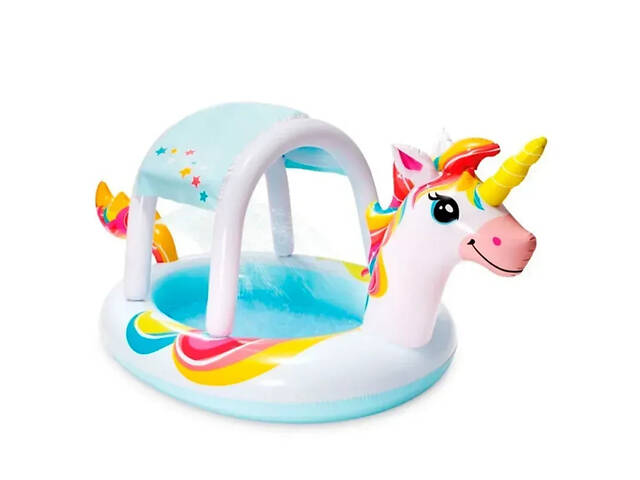 Дитячий басейн зі знімним навісом та фонтанчиком Єдиноріг Intex 58435, 130 л - Фото 3