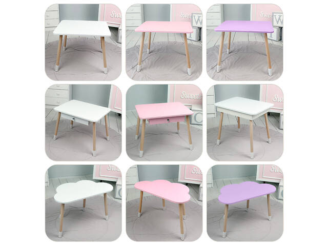 Дитячий дерев'яний столик з відкидним верхом 53×60×45, стіл з нішею в дитячу, білий - Фото 9