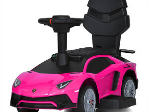 Детский электромобиль спорткар 2 в 1 Bambi розовый свет звук фары M 5777 EBL-2