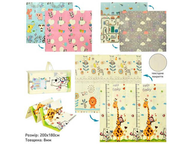 Дитячий килимок-мат XPE, двосторонній, текстурний, 180-200 см, товщина 8 мм. - Фото 2