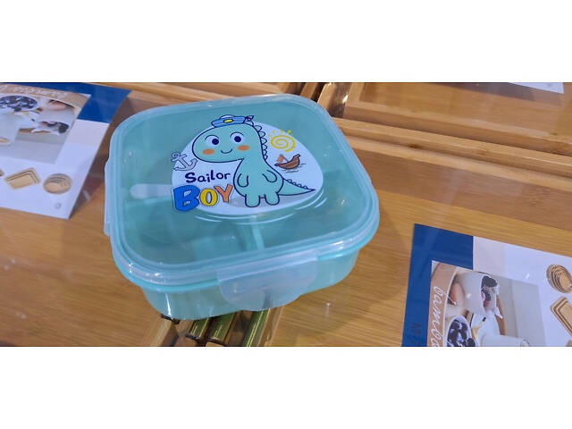 Дитячий ланчбокс на 3 секції з ложкою Boy 500мл - Фото 3