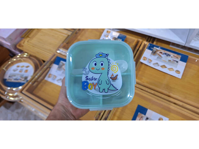 Дитячий ланчбокс на 3 секції з ложкою Boy 500мл - Фото 4