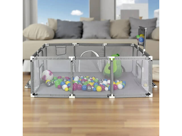 Дитячий манеж із сітчастими стінками, баскетбольним кільцем і воротами KP-82 180х120х62см - Фото 2