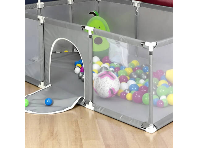 Дитячий манеж із сітчастими стінками, баскетбольним кільцем і воротами KP-82 180х120х62см - Фото 5