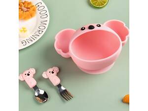 Дитячий набір посуду 18554 3 предмети рожевий