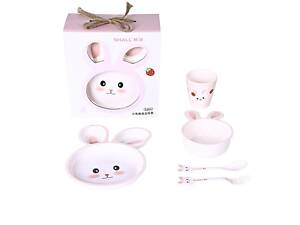 Дитячий набір посуду Зайчик 18569 5 рожевий предметів