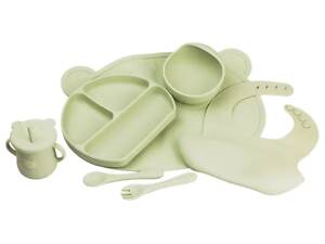 Дитячий набір силіконового посуду 7 предметів Зелений HP34546G