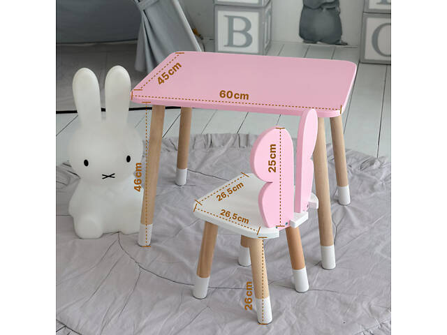 Дитячий прямокутний столик 46х60х45, стіл для дитячої кімнати від 1 року, фіолетовий - Фото 3