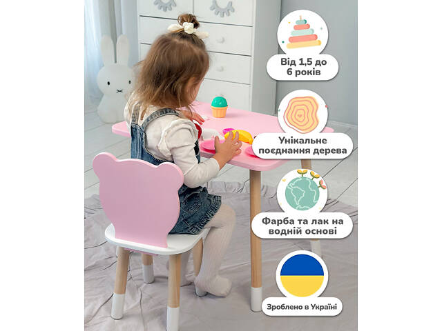 Дитячий прямокутний столик 46х60х45, стіл для дитячої кімнати від 1 року, фіолетовий - Фото 6