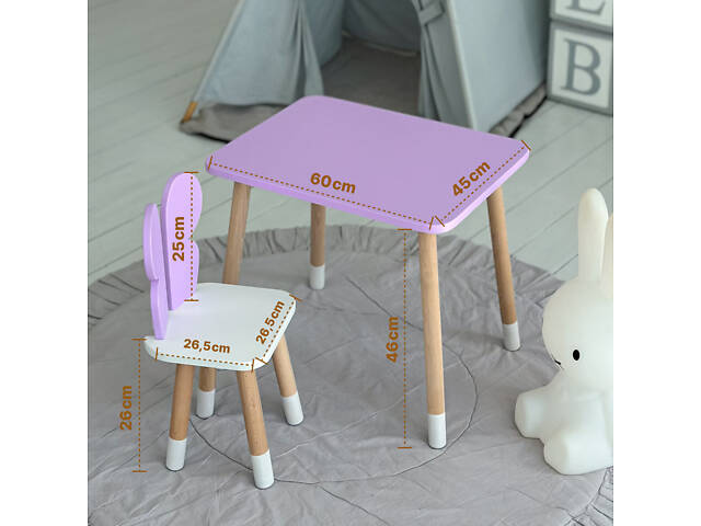 Дитячий прямокутний столик 46х60х45, стіл у дитячу від 1 року, білий - Фото 3