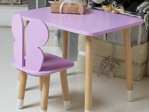 Детский прямоугольный столик со стульчиком Бабочка (Фиолетовый)