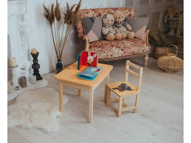 Детский письменный столик и стульчик (с ящиком) для рисования и учебы (Слоник) - Фото 4