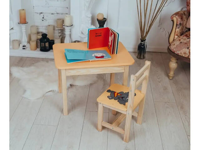 Детский письменный столик и стульчик (с ящиком) для рисования и учебы (Слоник) - Фото 6