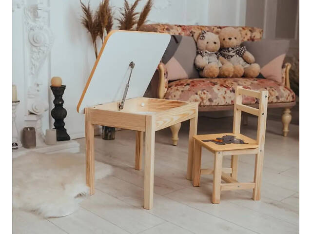 Детский письменный столик и стульчик (с ящиком) для рисования и учебы (Слоник) - Фото 8