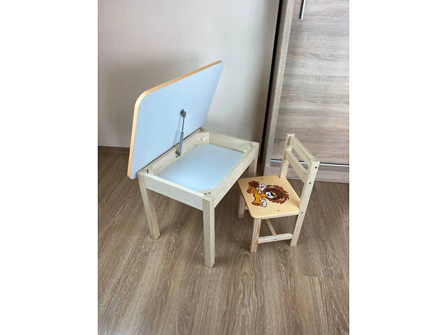 Детский письменный столик и стульчик (с ящиком) для рисования и учебы (Львенок) - Фото 8