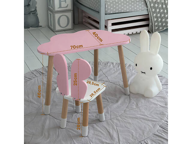 Дитячий стіл хмаринка 46х70х40, столик трюмо для дівчаток, рожевий - Фото 3