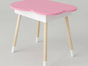 Дитячий стіл хмаринка з нішею 54х68х50, столик трюмо з відкидним верхом, рожевий