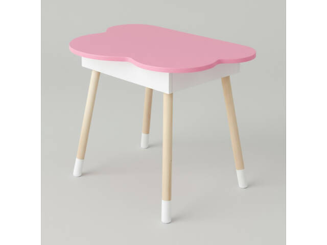Дитячий стіл хмаринка з нішею 54х68х50, столик трюмо з відкидним верхом, рожевий - Фото 1