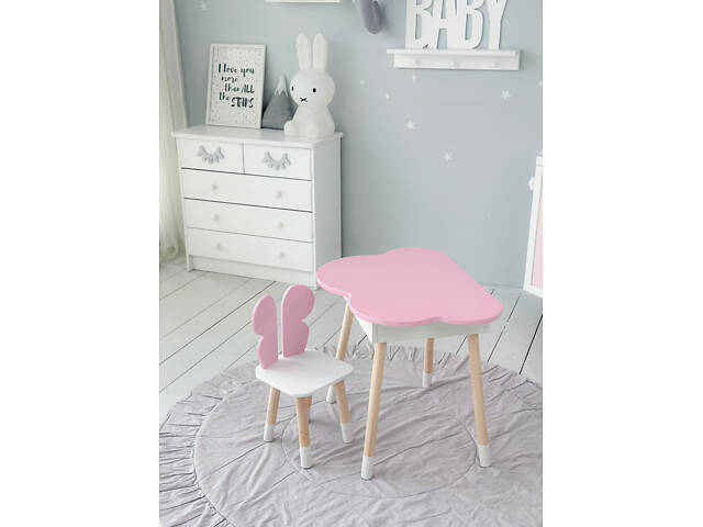 Дитячий стіл хмаринка з нішею 54х68х50, столик трюмо з відкидним верхом, рожевий - Фото 2