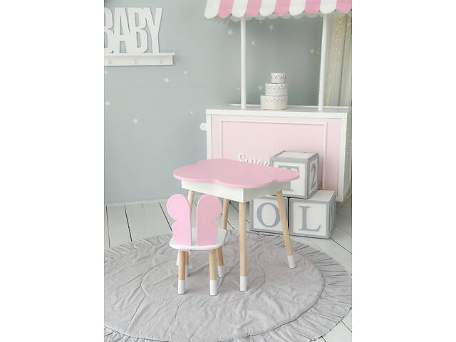 Дитячий стіл хмаринка з нішею 54х68х50, столик трюмо з відкидним верхом, рожевий - Фото 5